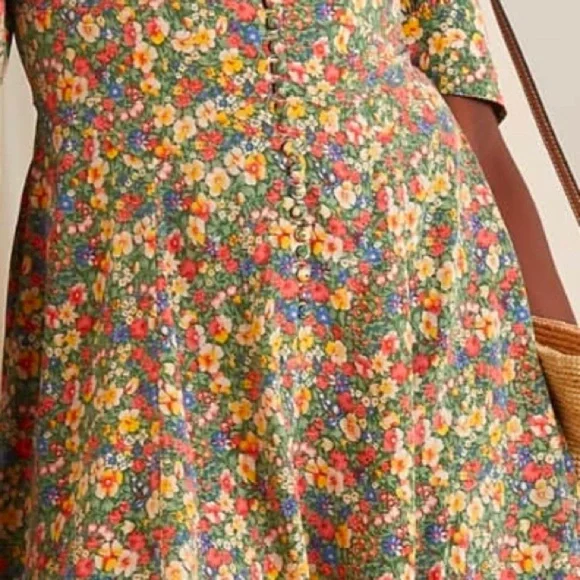 EUC DOEN CERESE MINI DRESS IN GREEN VALLEY FLORAL 100% silk sz L - Picture 6 of 6